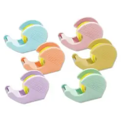 Bismark Pack de Portarrollos con 2 Cintas Adhesivas 19mmx33m - Cuerpo de Plastico - Ideal para Uso Escolar - Colores Pastel Alea