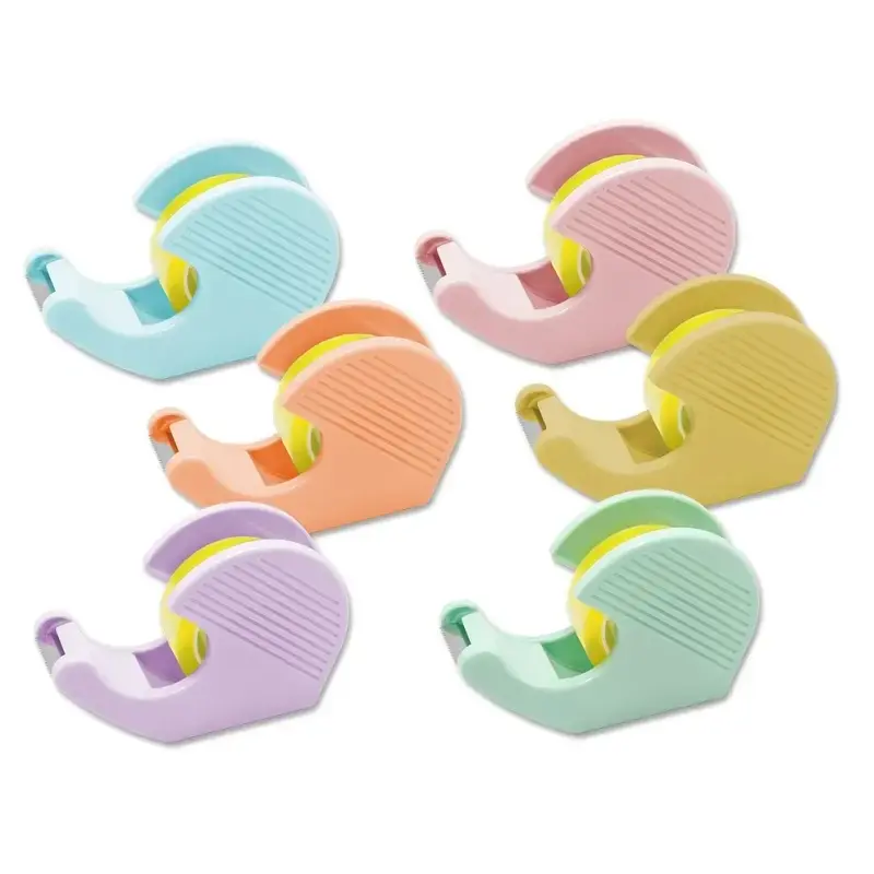 Bismark Pack de Portarrollos con 2 Cintas Adhesivas 19mmx33m - Cuerpo de Plastico - Ideal para Uso Escolar - Colores Pastel Alea