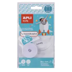 Apli Cinta Termoadhesiva para Marcar Ropa - 10mmx3m - 70% Poliester y 30% Algodon - Resistente a Lavadora y Secadora - Facil Uso