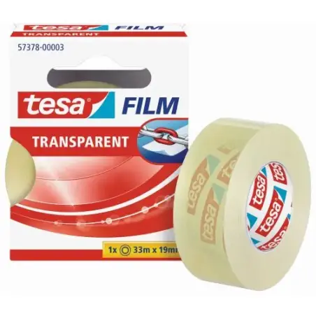 Tesa Tesafilm Cinta Autoadhesiva Transparente 19mmx33m - Resistente al Desgarro - Sin PVC | Ahorro Imprimiendo