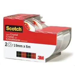 Scotch Crystal Pack de 2 Cintas Adhesivas Invisible - Supertransparente - 19mm x 6m - Color Blanco | Ahorro Imprimiendo