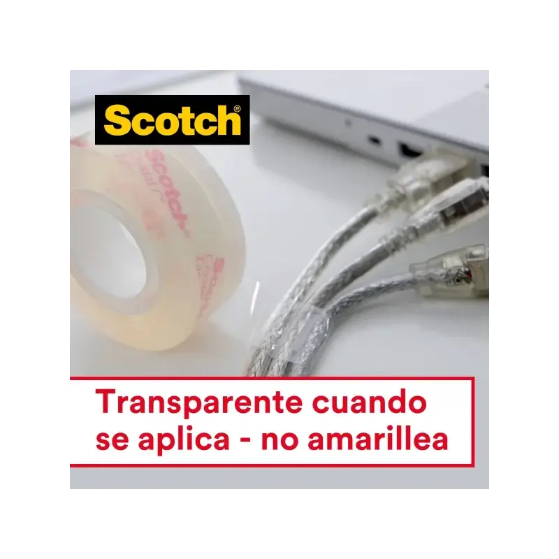 Scotch Crystal Pack de 2 Cintas Adhesivas Invisible - Supertransparente - 19mm x 6m - Color Blanco | Ahorro Imprimiendo