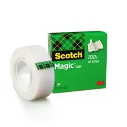 Scotch Magic Tape Cinta Adhesiva Invisible 19mmx33m - Acabado Mate Invisible - Perfecta para Etiquetado - Facil de Usar | Ahorro