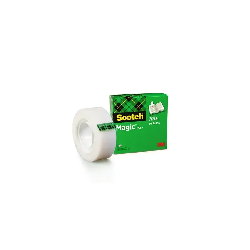 Scotch Magic Tape Cinta Adhesiva Invisible 19mmx33m - Acabado Mate Invisible - Perfecta para Etiquetado - Facil de Usar | Ahorro