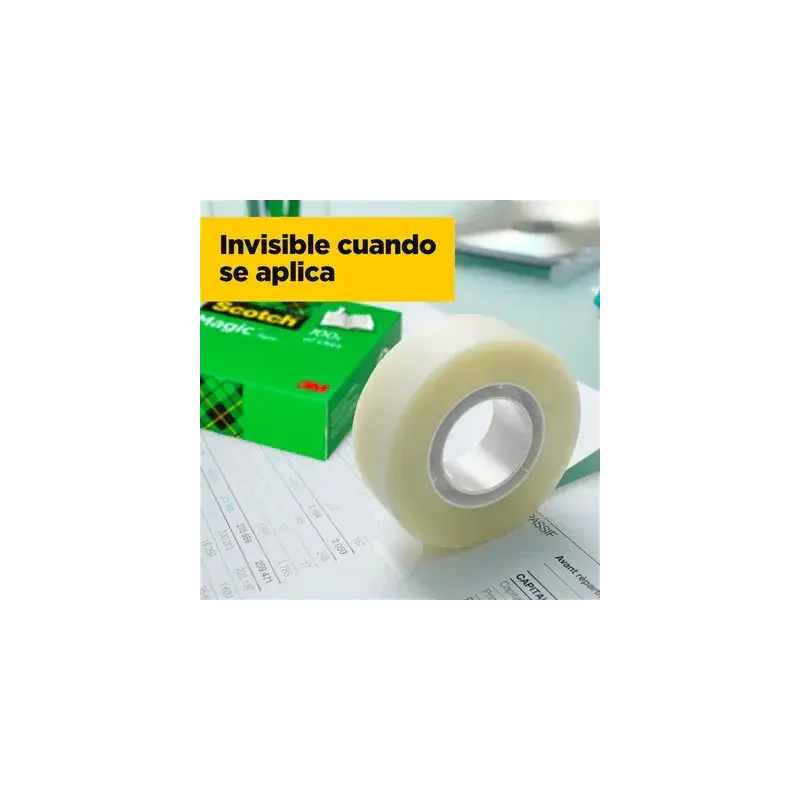 Scotch Magic Tape Cinta Adhesiva Invisible 19mmx33m - Acabado Mate Invisible - Perfecta para Etiquetado - Facil de Usar | Ahorro