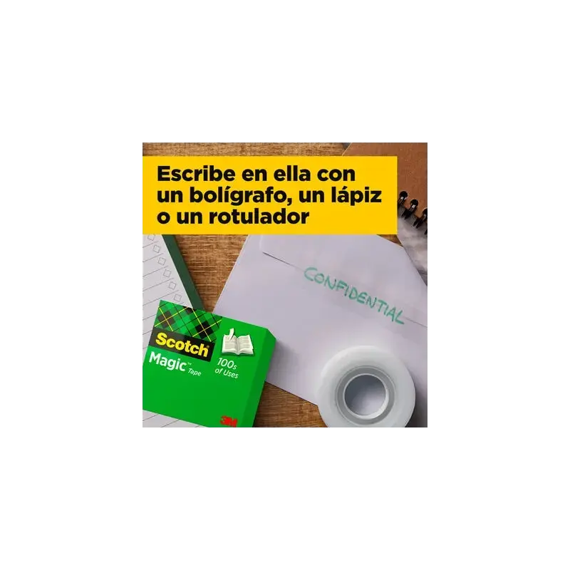Scotch Magic Tape Cinta Adhesiva Invisible 19mmx33m - Acabado Mate Invisible - Perfecta para Etiquetado - Facil de Usar | Ahorro