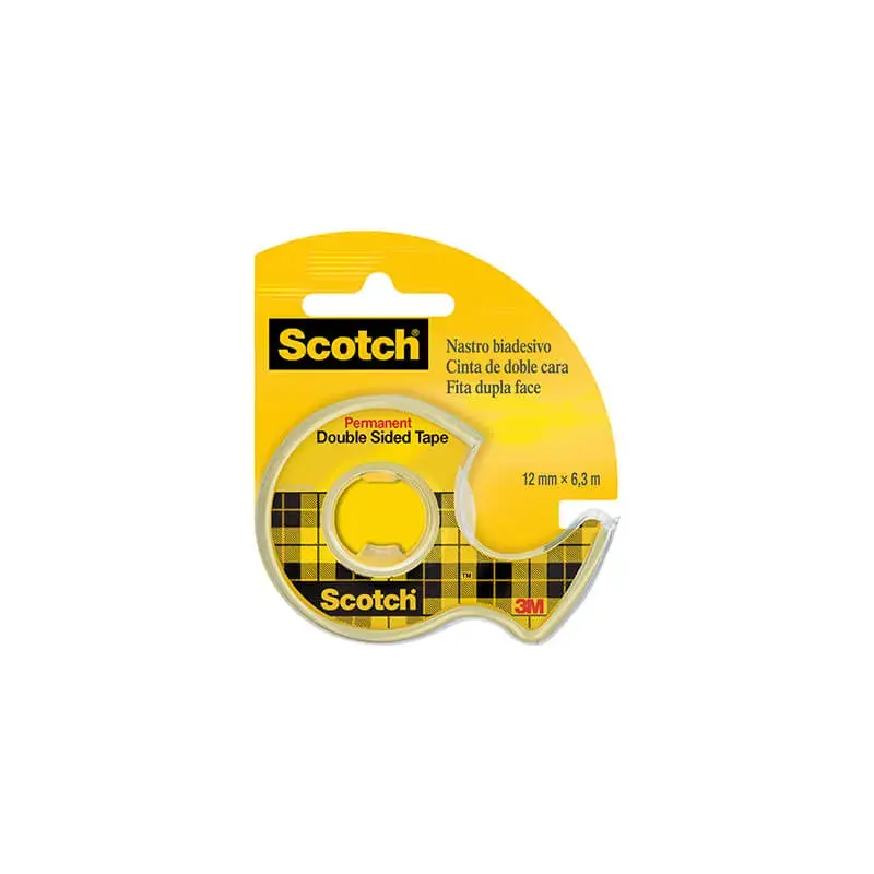Scotch Cinta Adhesiva de Doble Cara en Dispensador 12mmx6.3m - Adhesivo Permanente - Multiples Usos - Practico Dispensador - 710