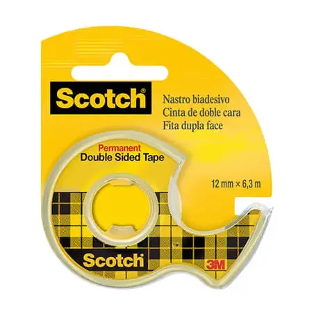 Scotch Cinta Adhesiva de Doble Cara en Dispensador 12mmx6.3m - Adhesivo Permanente - Multiples Usos - Practico Dispensador - 710