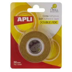 Apli Cinta Adhesiva Doble Cara 30mm x 10m - Facil de Cortar y Aplicar - Adhesion Fuerte y Duradera - Transparente | Ahorro Impri