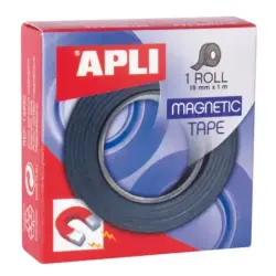 Apli Cinta Adhesiva Magnetica 19mm x 1m - Facil de Cortar y Pegar - Ideal para Manualidades y Organizacion - Negra | Ahorro Impr