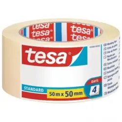 Tesa Standard Cinta de Pintor 50mm x 50m - Fabricada en Papel - Libre de Disolventes - No deja Residuos | Ahorro Imprimiendo