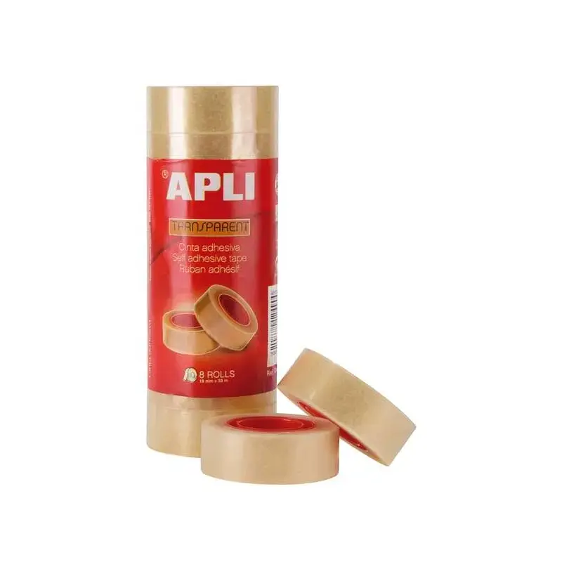 Apli Pack de 8 Cintas Adhesivas Transparentes 19 mm x 33 m | Ahorro Imprimiendo