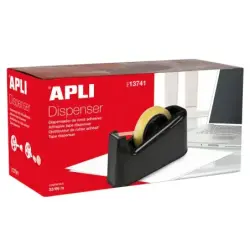 Apli Trade Portarrollos para Cinta Adhesiva de 33 y 66 Metros - Cuchilla Dentada - Base de Goma Antideslizante - Color Negro | A