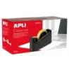 Apli Trade Portarrollos para Cinta Adhesiva de 33 y 66 Metros - Cuchilla Dentada - Base de Goma Antideslizante - Color Negro | A