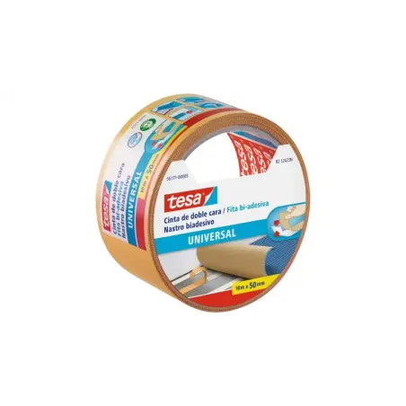 Tesa Universal Cinta Adhesiva Doble Cara 50mm x 10 Metros - Para Fijar Moquetas en Diferentes Superficies - Para Manualidades y