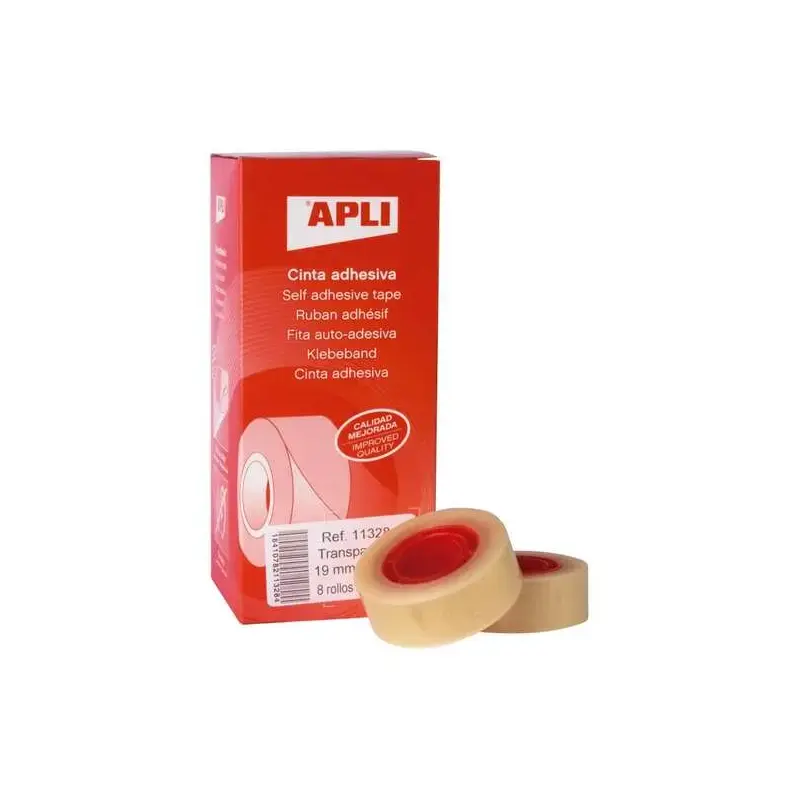 Apli Pack de 8 Cintas Adhesivas Transparente 19 mm x 33 m | Ahorro Imprimiendo