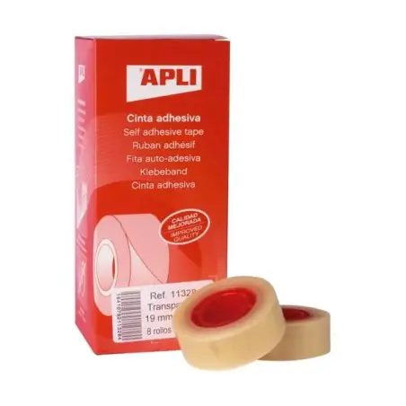 Apli Pack de 8 Cintas Adhesivas Transparente 19 mm x 33 m | Ahorro Imprimiendo