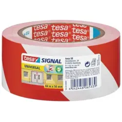 Tesa Cinta Adhesiva de Señalizacion 50mm x 66m - Ideal para Señalizar Obstaculos Permanentes - Adhesivo sin disolventes - Color