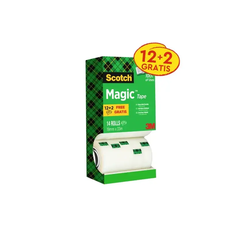 Scotch Magic Pack Ahorro de 14 Cintas Adhesivas Invisibles 19mm x 33m - Color Transparente | Ahorro Imprimiendo