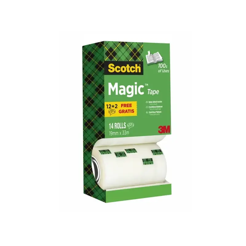 Scotch Magic Pack Ahorro de 14 Cintas Adhesivas Invisibles 19mm x 33m - Color Transparente | Ahorro Imprimiendo