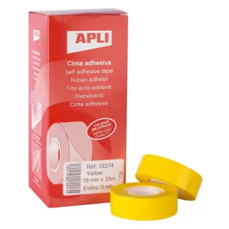 Apli Cinta Adhesiva Polipropileno 19mm x 33m - Resistente al Agua y a la Intemperie - Facil de Cortar con las Manos - Ideal para