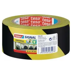 Tesa Cinta Adhesiva de Señalizacion 50mm x 66m - Ideal para Señalizar Obstaculos Permanentes - Adhesivo sin Disolventes - Color