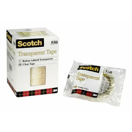 Scotch 550 Pack de 10 Cintas Adhesivas 15mm x 66m - Transparente | Ahorro Imprimiendo
