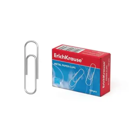 Erichkrause Caja de 100 Clips Metalicos 33mm - Acero Revestido de Zinc - Alta Resistencia y Durabilidad - Color Acero | Ahorro I