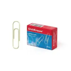 Erichkrause Caja de 100 Clips 33mm - Chapados en Laton - Alta Resistencia y Durabilidad - Resistente a la Corrosion - Color Dora