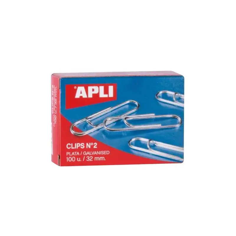 Apli Pack de 100 Clips Galvanizados nº2 32 mm | Ahorro Imprimiendo