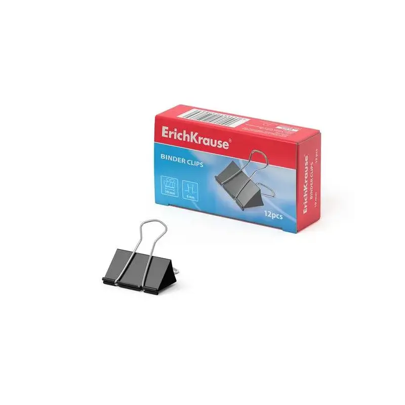 Erichkrause Pack de 12 Pinzas Sujetapapeles - Alambre de Acero de Alta Calidad - Resistencia Mejorada - Capacidad hasta 70 Hojas