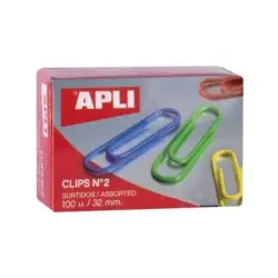 Apli Pack de 100 Clips nº2 32 mm - Colores Surtidos | Ahorro Imprimiendo