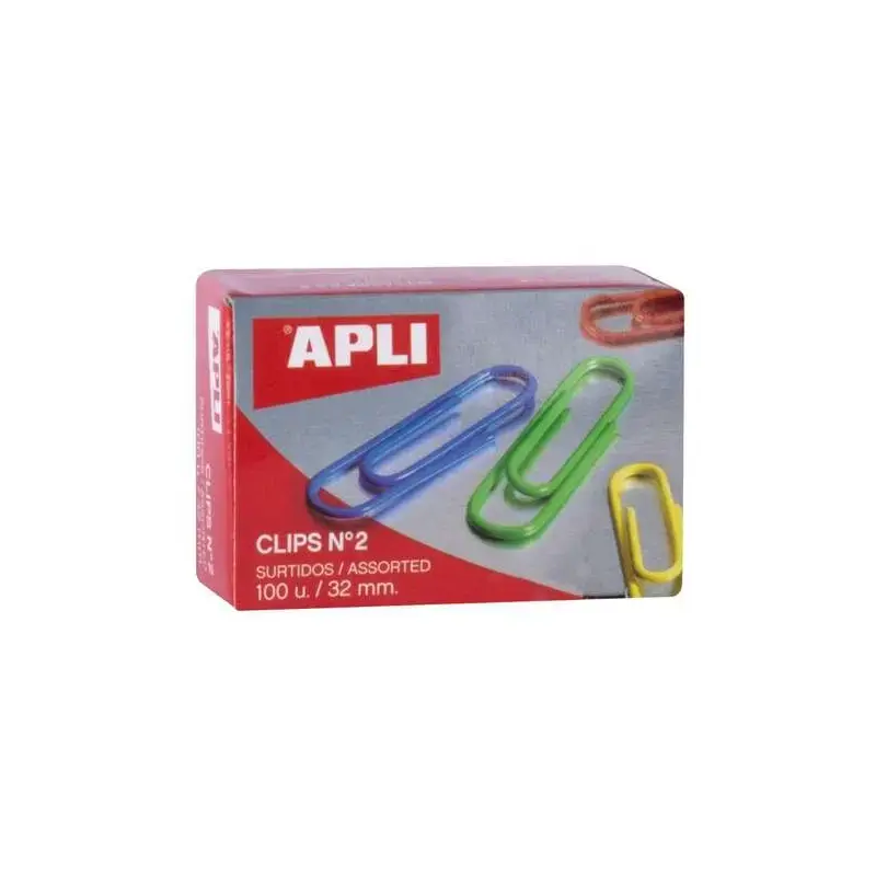 Apli Pack de 100 Clips nº2 32 mm - Colores Surtidos | Ahorro Imprimiendo