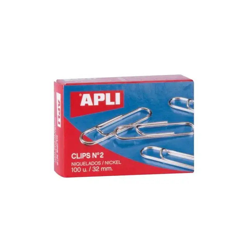 Apli Pack de 100 Clips Niquelados Nº2 32mm | Ahorro Imprimiendo