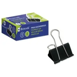 Bismark Pack de 12 Pinzas Sujetapapeles Metalicas de 25mm - Pala Abatible - Color Negro | Ahorro Imprimiendo