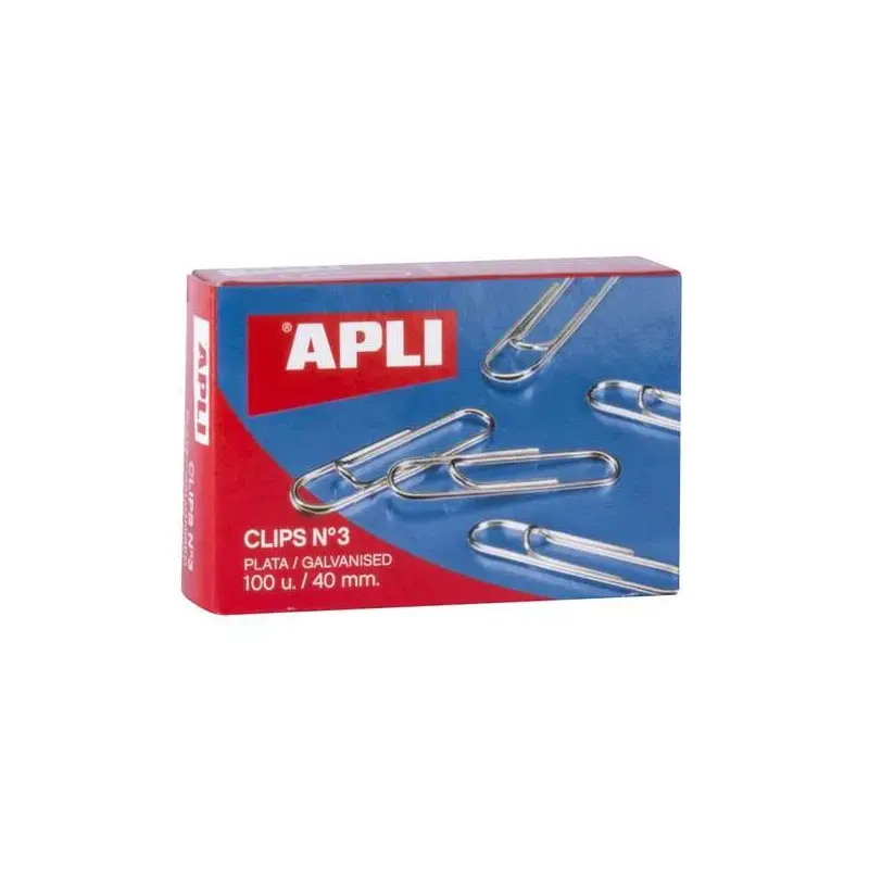 Apli Pack de 100 Clips Galvanizados nº3 40 mm | Ahorro Imprimiendo