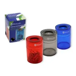 Bismark Portaclips de Plastico con Deposito Transparente - 45x45x65mm - Embocadura Imantada - Colores Surtidos Aleatorios | Ahor