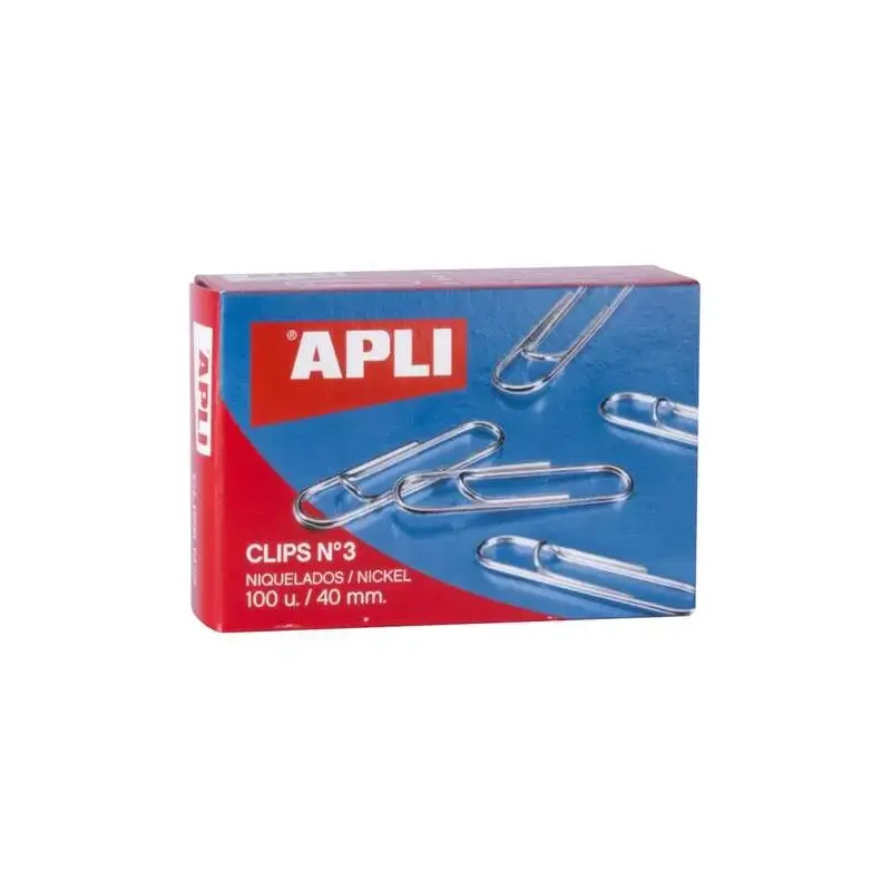 Apli Pack de 100 Clips Niquelados nº3 40 mm | Ahorro Imprimiendo