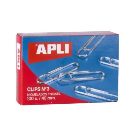 Apli Pack de 100 Clips Niquelados nº3 40 mm | Ahorro Imprimiendo