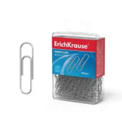 Erichkrause Caja de 200 Clips Metalicos Niquelados 28mm - Alta Resistencia y Durabilidad - Resistentes a la Corrosion - Color Pa