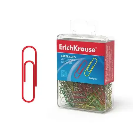 Erichkrause Clips de Colores con Recubrimiento de Plastico - Alambre de Acero de Alta Calidad - Resistente a La Corrosion - Colo