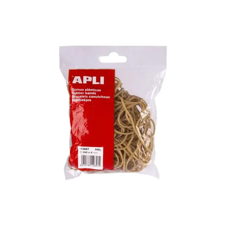 Apli Bolsa de 100gr de Gomas Elasticas Ø 120 x 2mm - Alta Calidad - Fabricadas con un 70% de Caucho Natural | Ahorro Imprimiendo