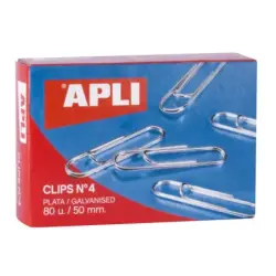 Apli Clips Alambre Nº 4 - 50mm - Acabado Galvanizado Plata - 80 Unidades por Caja - Organiza tus Documentos | Ahorro Imprimiendo