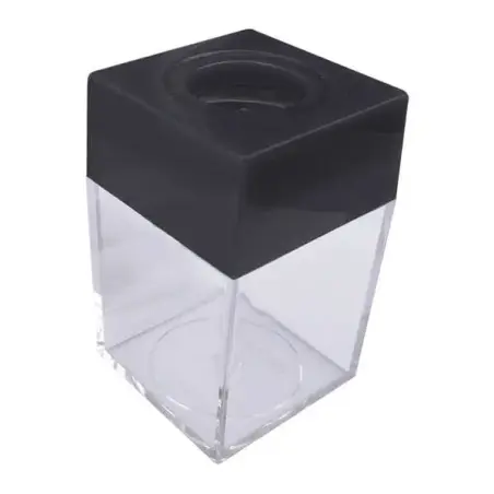 Dohe Portaclips en Plastico con Deposito Transparente - 42x42x70mm - Embocadura Imantada de Color Negro | Ahorro Imprimiendo