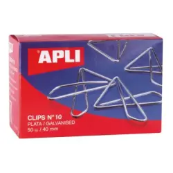 Apli Clips Mariposa Alambre Nº 10 (40mm) Acabado Galvanizado-Plata-Organiza tus Documentos con Estilo-Caja con 50 Clips | Ahorro