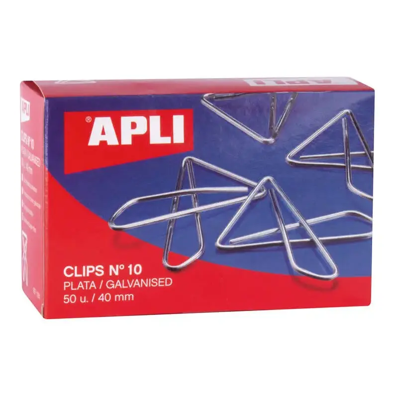 Apli Clips Mariposa Alambre Nº 10 (40mm) Acabado Galvanizado-Plata-Organiza tus Documentos con Estilo-Caja con 50 Clips | Ahorro