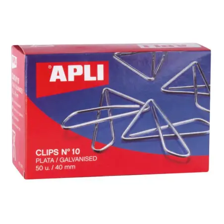 Apli Clips Mariposa Alambre Nº 10 (40mm) Acabado Galvanizado-Plata-Organiza tus Documentos con Estilo-Caja con 50 Clips | Ahorro