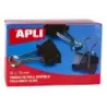 Apli Pinzas Abatibles 30x51mm - Acero Templado Negro - Asas Niquel - 12 Unidades - Sujecion Hasta 220 Hojas | Ahorro Imprimiendo