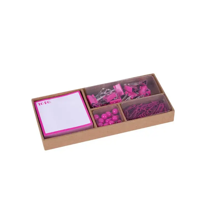 Apli Fluor Collection Set de Oficina con 25 Pins, 80 Clips de 28mm, 20 Pinzas Abatibles de 19mm, Bloc de 100 Notas Adhesivas Bla