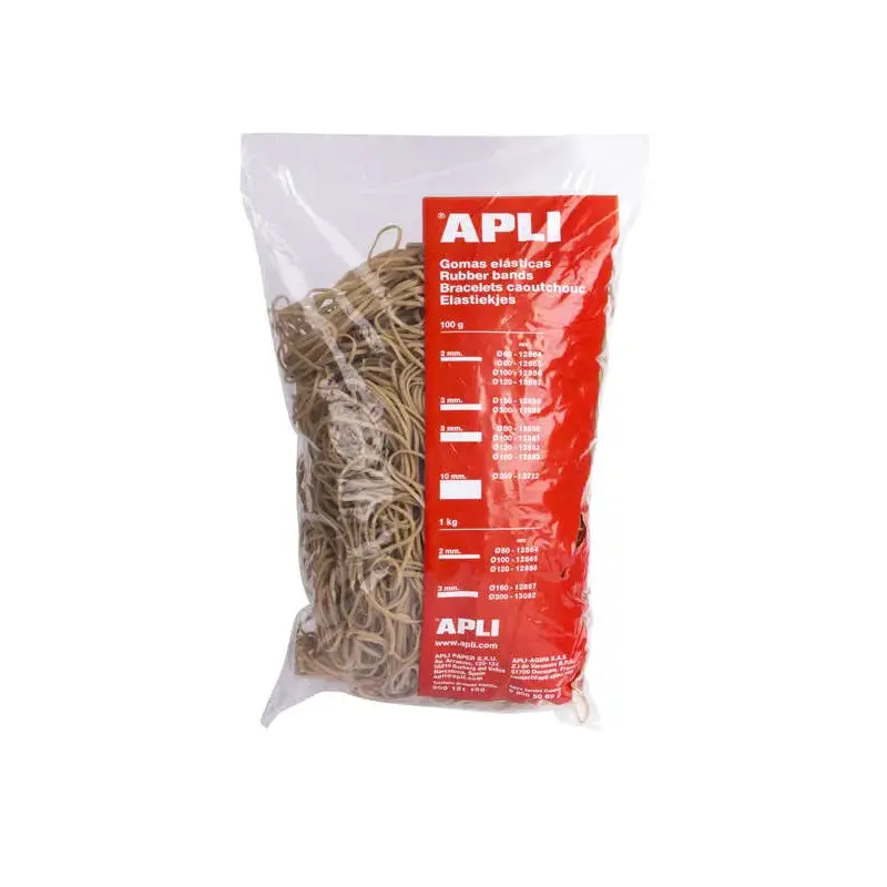 Apli Gomas Elasticas Ø 80 x 2mm - 1kg de Contenido - Gran Elasticidad y Excelente Resistencia - 70% de Caucho Natural | Ahorro I